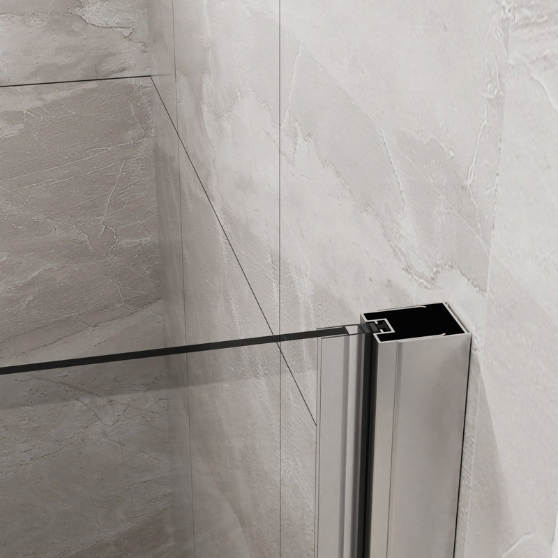 34 To 35-3/8 In. W X 72 In. H Bi-Fold Semi-Frameless Shower Doors With Clear Glass, Silver