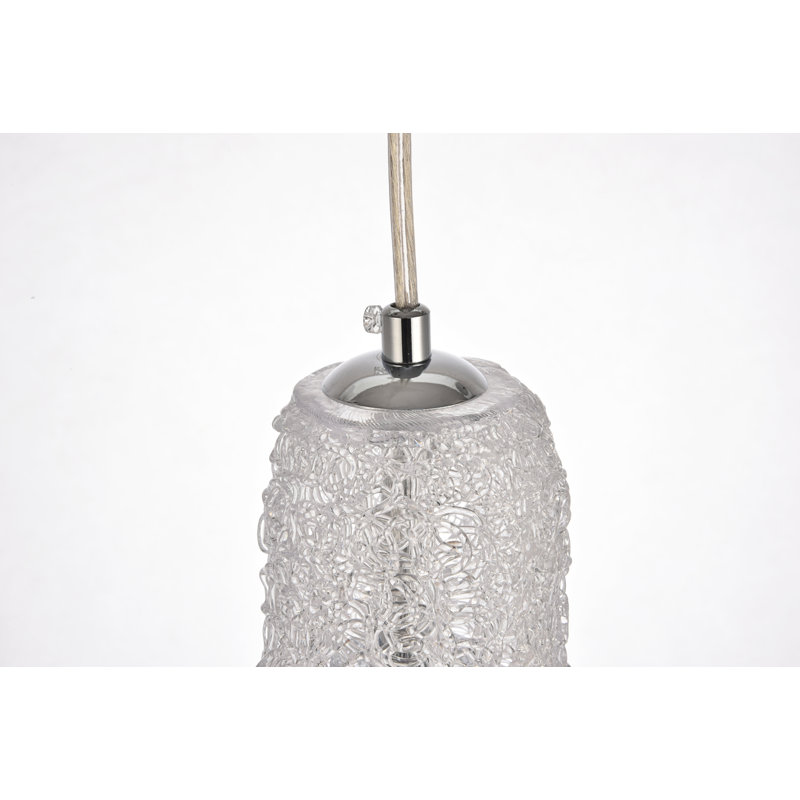 Luminaire suspendu simple 1 lumières Teegan, Chrome / transparent