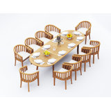 6 Seats 7 Pcs Grade-A Teak Wood Dining Set: 118" Double Extension Oval Table And 6 Lenong Arm Chairs #11LN2606