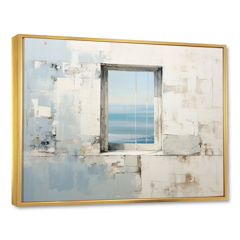" Beach Windows Horizon II ", Gold Floater Framed, 34" H x 44" W