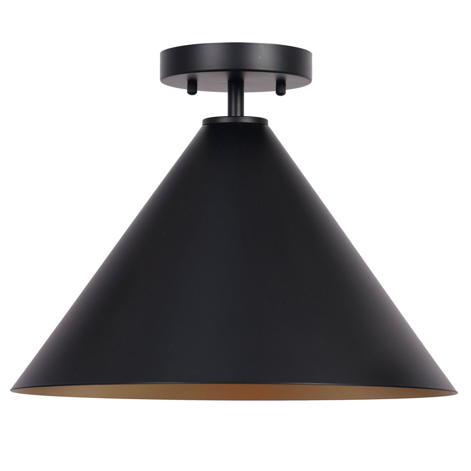 Single Light Metal Flush Mount, Black