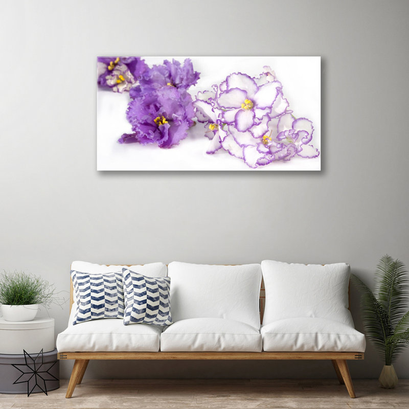 Glass Print Wall Art 100X50cm Image Printed On Glass Decorative Wall Picture Behind Toughened / Tempered Safety Real Glass For Kitchen & Living Room Theme: Flowers Floral