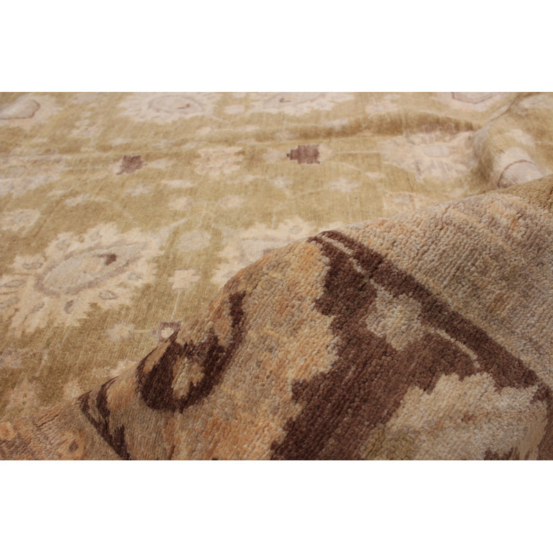 Tapis de la laine beige/brun 7 pi 11 po x 9 pi 11 po one-of-kind à la main-noué la 2010 chobi Iraheta