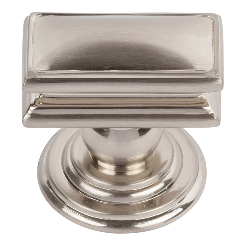 Polished Nickel Rectangular Brass Cabinet Knob with Mounting Hardware