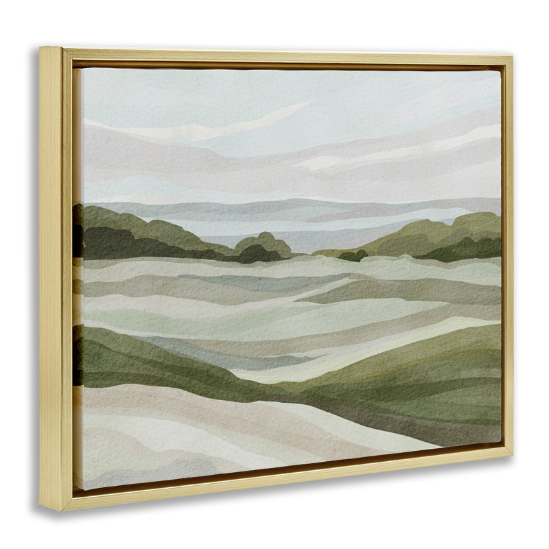«Simple Rolling Green Hills», art mural encadré par Nikita Jariwala, H 25 po x l 31 po, Cadre flottant métallique doré