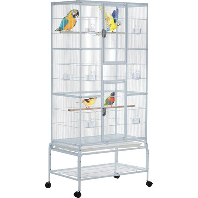 69'' Extra Large Bird Cage Metal Parrot Cage With Detachable Stand