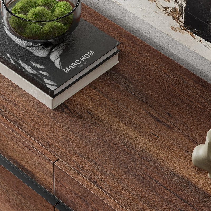 Crédence de rangement l 94,5 po Aadam, Bois brun foncé