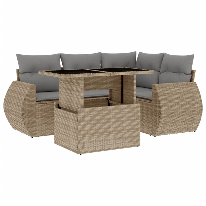  Garden Sofa Set Beige, Light Grey