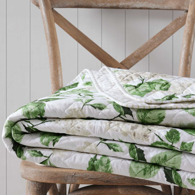 Martha Stewart Hydrangea Floral Cotton Beige Quilt Set