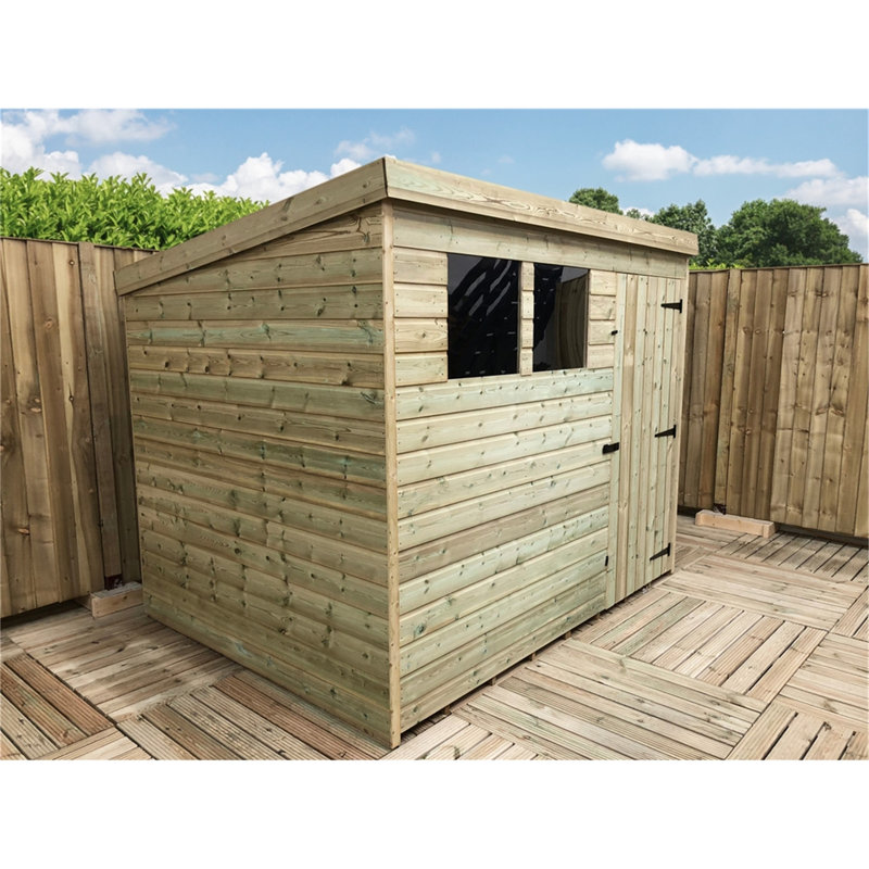 Sceinnker 4 ft. W x 7 ft. D Solid Wood Tongue & Groove Pent Storage Shed