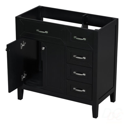 36" Bathroom Vanity Without Sink, Cabinet Base Only, Bathroom Cabinet With Drawers, Solid Frame And MDF Board