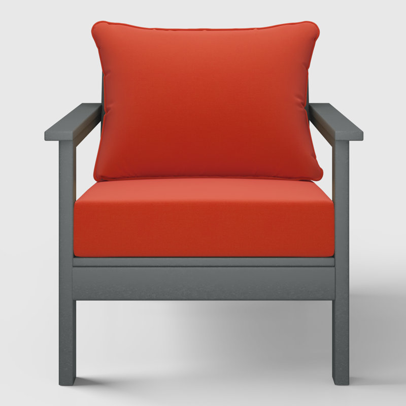 Deep Seating Chair With Cushions (Set Of 2), Gray, Orange
