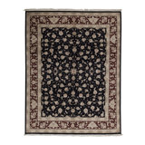 Hand-Knotted High-Quality Navy and Wine Area Rug