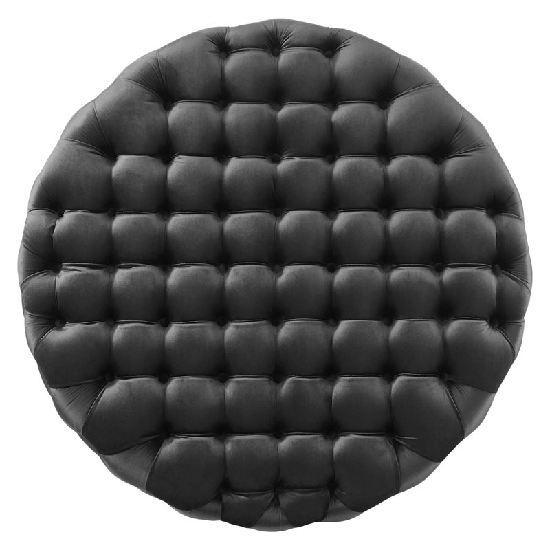 Grand repose-pieds rond en velours Performance, Velours noir