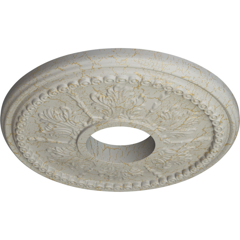 Médaillon de plafond H 13,875 po x l 13,875 po x P 1,25 po Tirana, Pot de crème craquelé