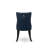 Dallas Parson Kitchen Chairs - Button Tufted Nailhead Navy Blue Polyester Fabric Padded Dining Chairs, Set of 2, Sand Blasted Black-2090194851