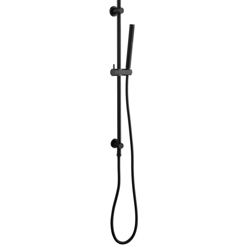 Robust Handheld Shower With 59-Inch Hose, 28-Inch Slide Bar, And Adjustable Head In Deep Black Hue Height Feature