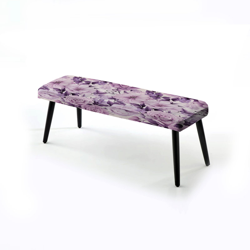Victorian Elegance Soft Lavender Blossom - Banc rembourré floral noir