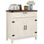 Buffet avec rangement Modern Farmhouse, armoire avec portes de grange et tiroir, console de salle à manger en chêne blanc-1853117242
