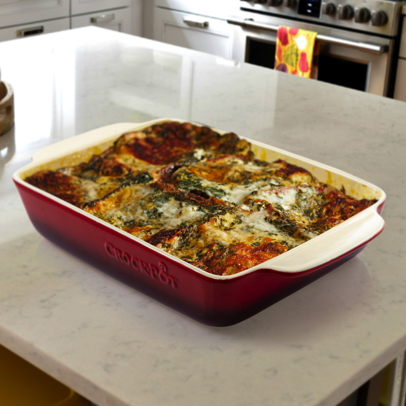 Red 4-Quart Stoneware Rectangle Baking Pan