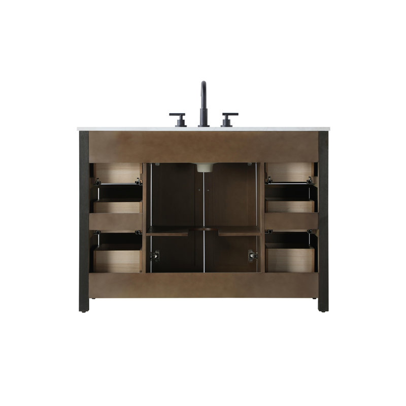 Meuble-lavabo simple 48 po, Chêne chocolat