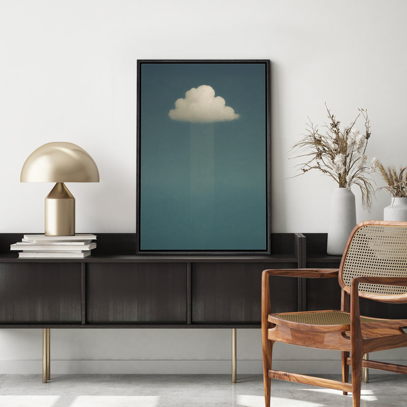 Nuage minimal sur fond bleu, décoration murale moderne, impression sur toile encadrée, H 36 po x l 24 po x P 1,5 po