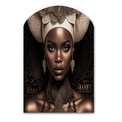 «Classy Portrait of Elegant African Lady IX» - art mural asymétrique en forme d'arche afro-américaine