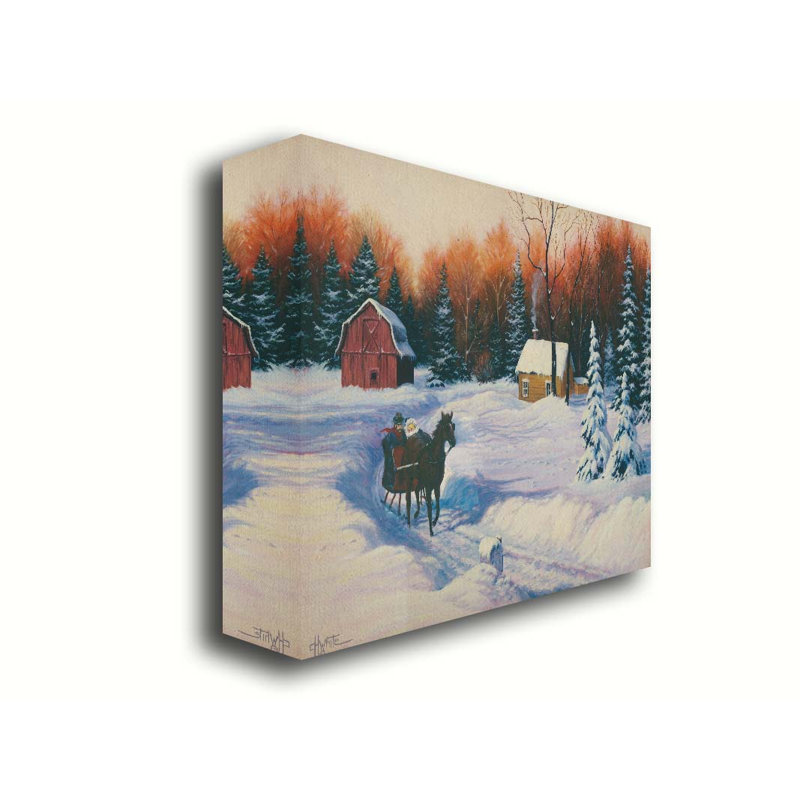 Après-midi en traîneau par Charles White, Toile tendue, H 12 po x l 16 po x P 1,5 po