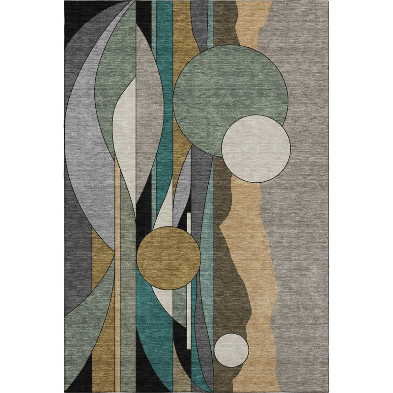 Premium Machine Washable Mayfield AMF2252 Modern Rug, Taupe, 5' x 7'6"
