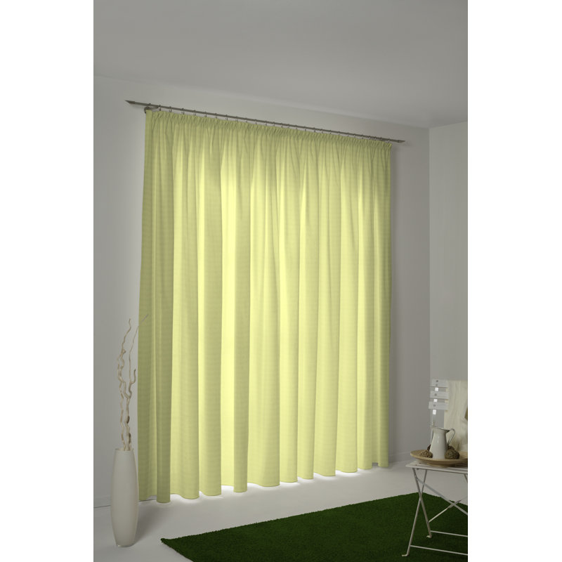 Uni Collection Light 100% Cotton Opaque Pinch Pleat Single Curtain Panel, 142cm wide x 295cm high, Green