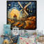 «Countryside Windmillscape At Night 1 - Wind Turbines», art mural-1731338026-1731338034