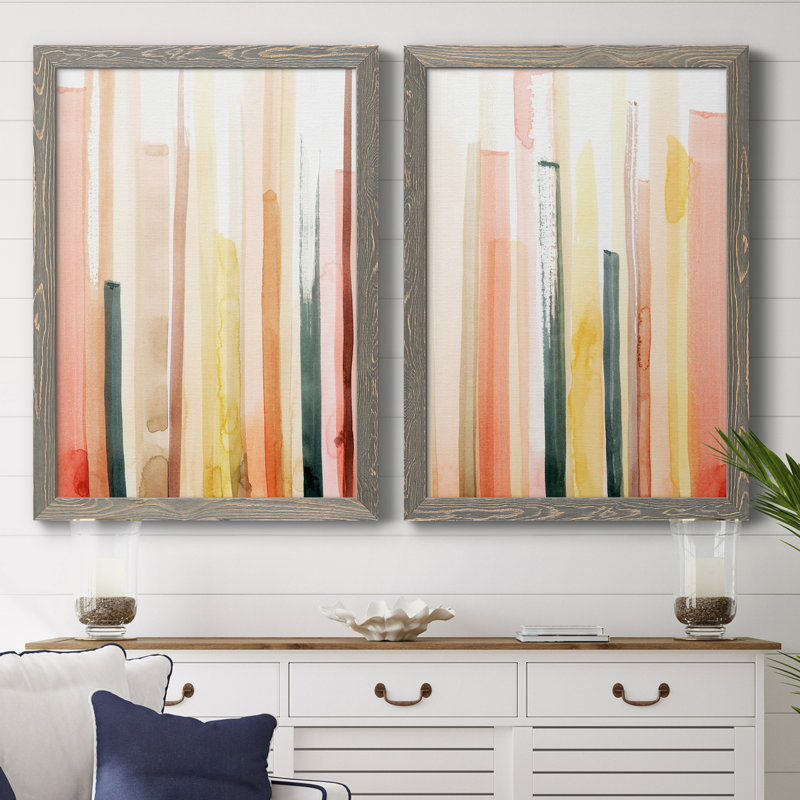 Coral Reach I - ensemble de 2 reproductions d'art sur toile, H 31,5 po x l 47 po x P 1,5 po, Toile avec cadre gris