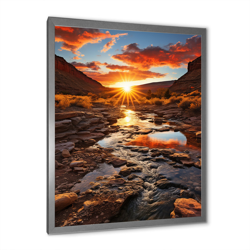Coucher de soleil à Utah Mountain I, H 40 po x l 30 po x P 1,5 po, Cadre simple argenté
