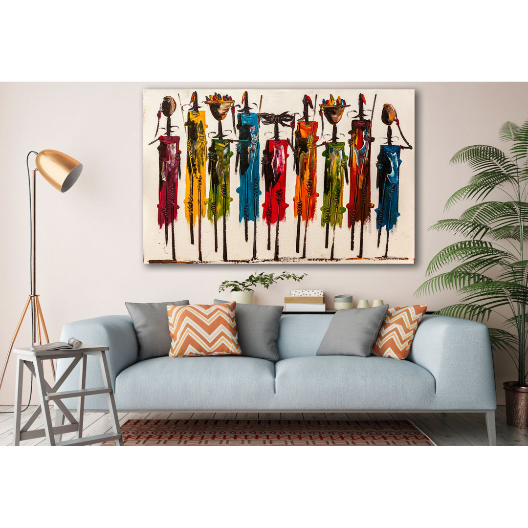 " Abstract African Wall Art Masai Canvas Print Colorful African Painting African Wall Decor Art Triptych Large Canvas Art " East Urban Home 