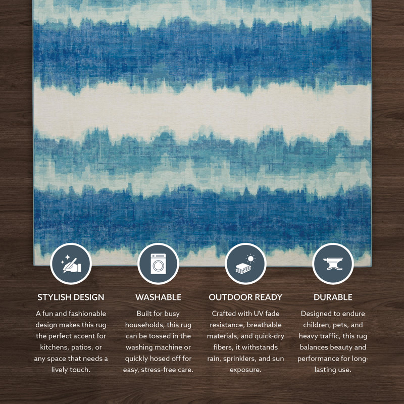 Tapis ivoire et bleu Apopka, Rectangle 7 pi x 9 pi
