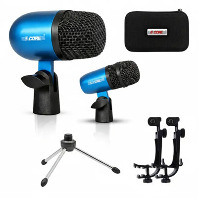 5 Core Conga Mic & Snare Tom Drum Mic Set, Professional Xlr Hypercardioid Dynamic Instrument Microphone Kit For Live & Studio Recording