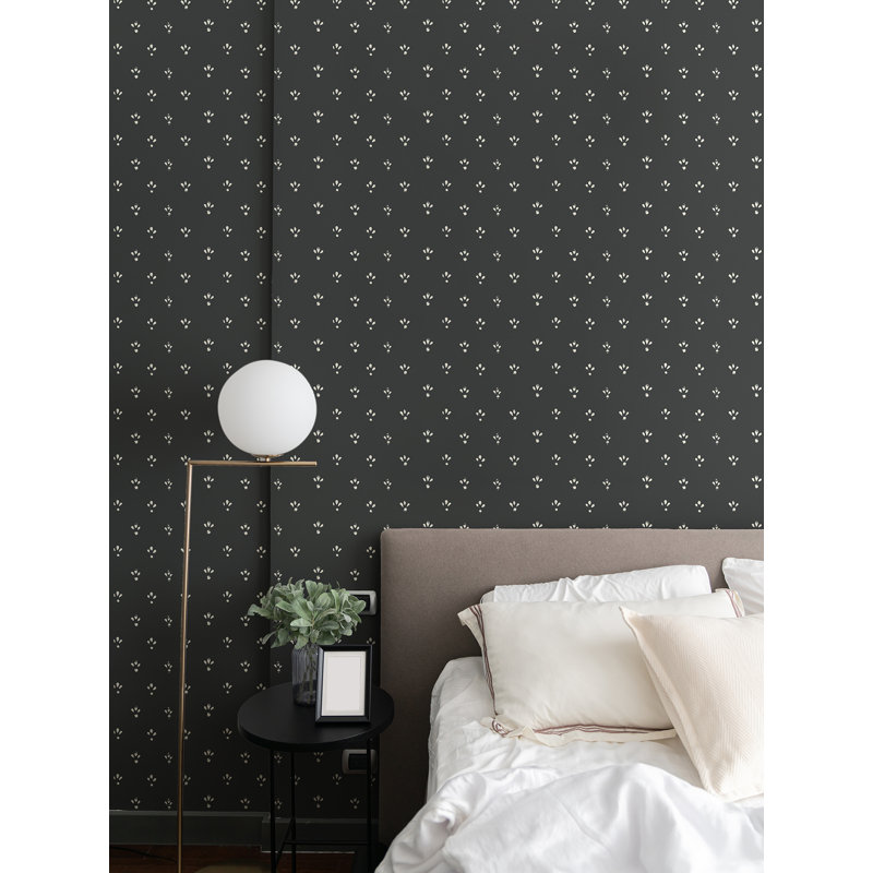 Lady Charlotte Fleur 10' L x 24" W Wallpaper Roll, Black, PVC, Self-adhesive