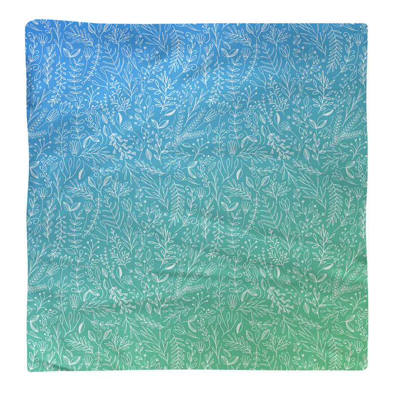 Serviette en coton Ditsy, H 0,1 po x l 10 po x P 10 po, Bleu / dégradé vert, Sergé de coton