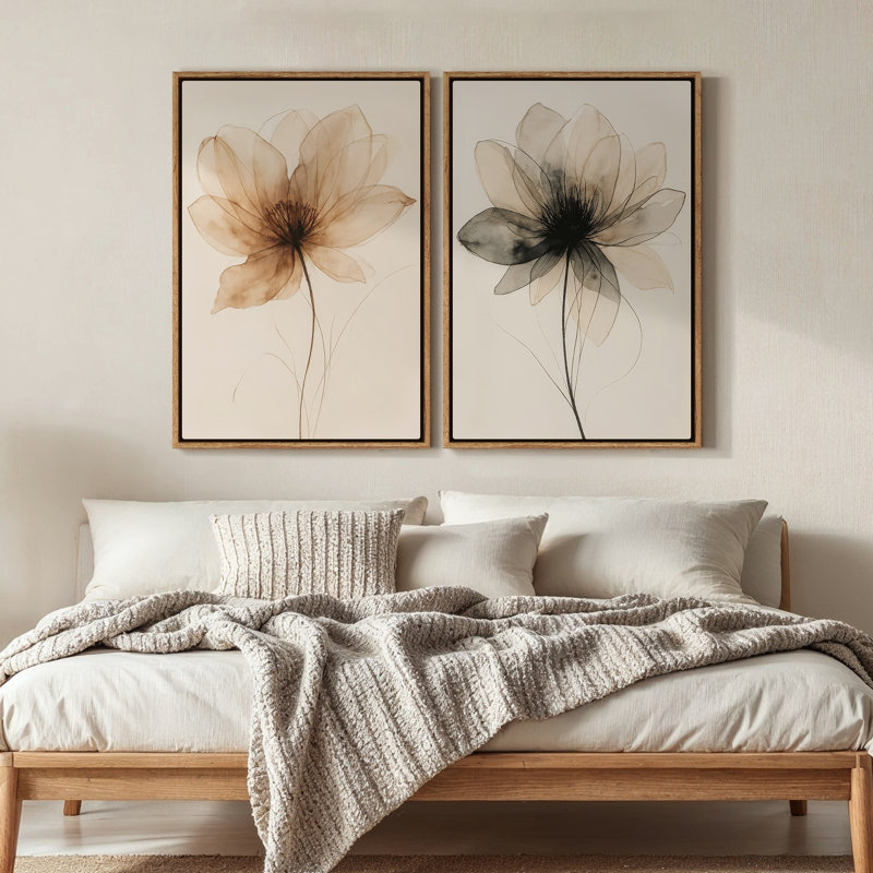 Framed Canvas Wall Art, Vintage Abstract Wall Canvas Prints 24"x36", Natural, 36" H x 24" W
