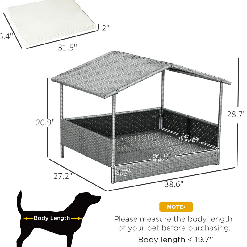 Niche pour chien avec auvent extérieur - lit blanc crème pour chiens de petite et moyenne taille
