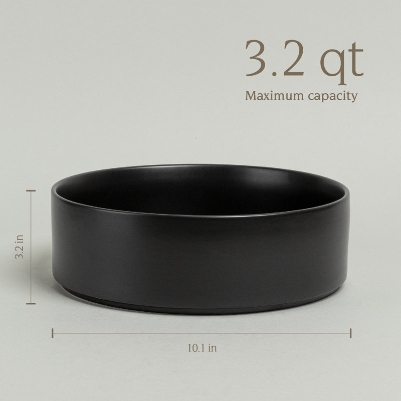 Over&Back Stackable Semi Hand-Finished Stoneware Serving Bowl, Black