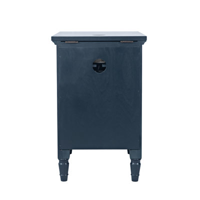 Giavanni Modern Farmhouse USB Charging Storage Cabinet Chairside End Table - Navy