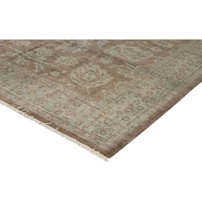 High-Quality Hand-Knotted Brown And Light Blue Area Rug