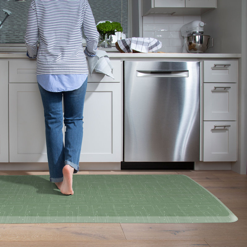 Tapis de cuisine anti-fatigue, motif de circuit moderne couleur sauge, 30 po x 108 po, Sauge