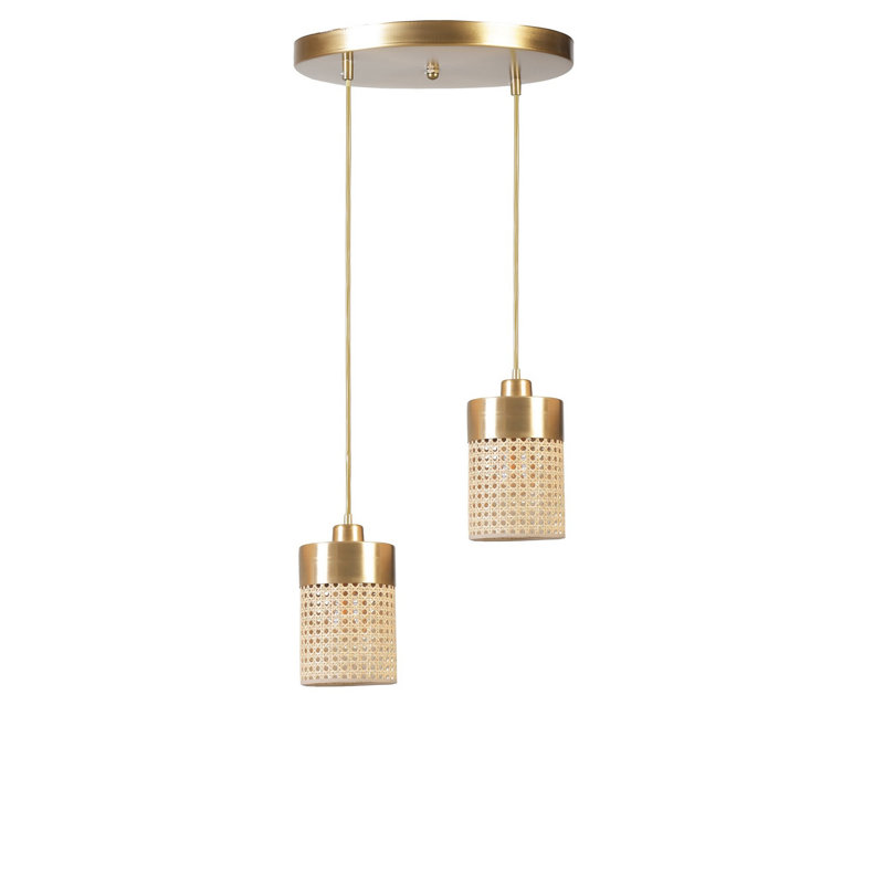 Chandle Chandelier, Gold/Rattan