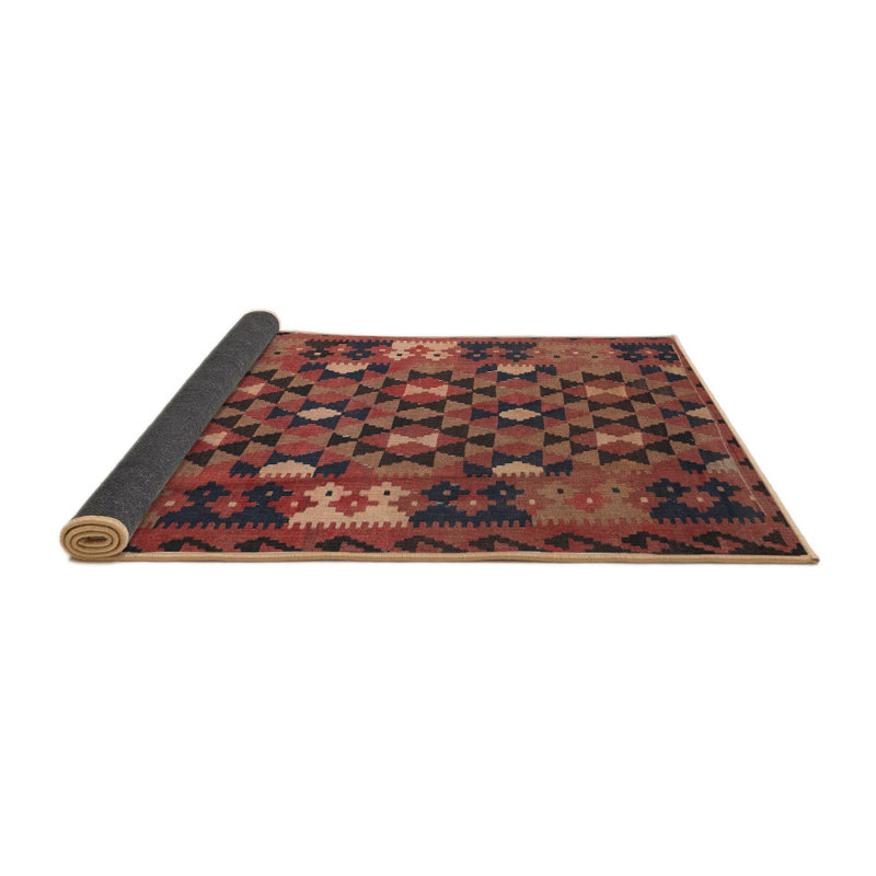 Tapis de zone orange/noir contemporaine, Rond 3 pi