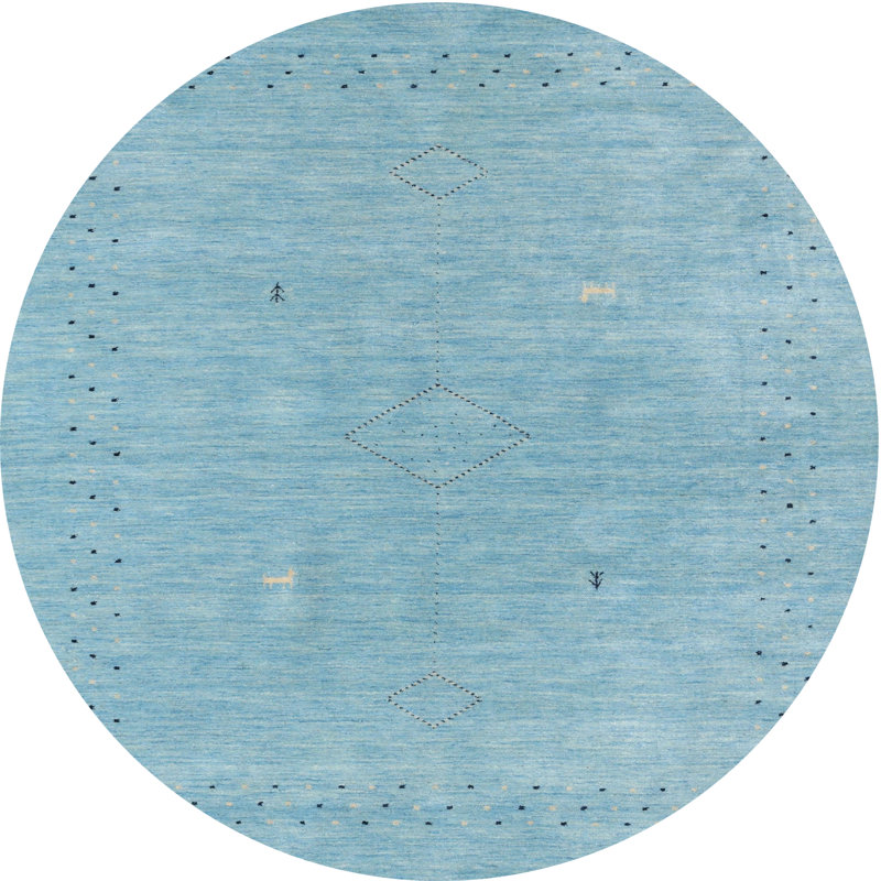 Tapis contemporain bleu, Rond 8 pi x 8 pi