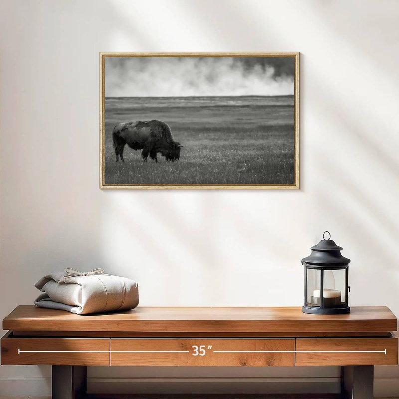 Yellowstone National Park, 19" X 13", Floating Frame Natural Wood