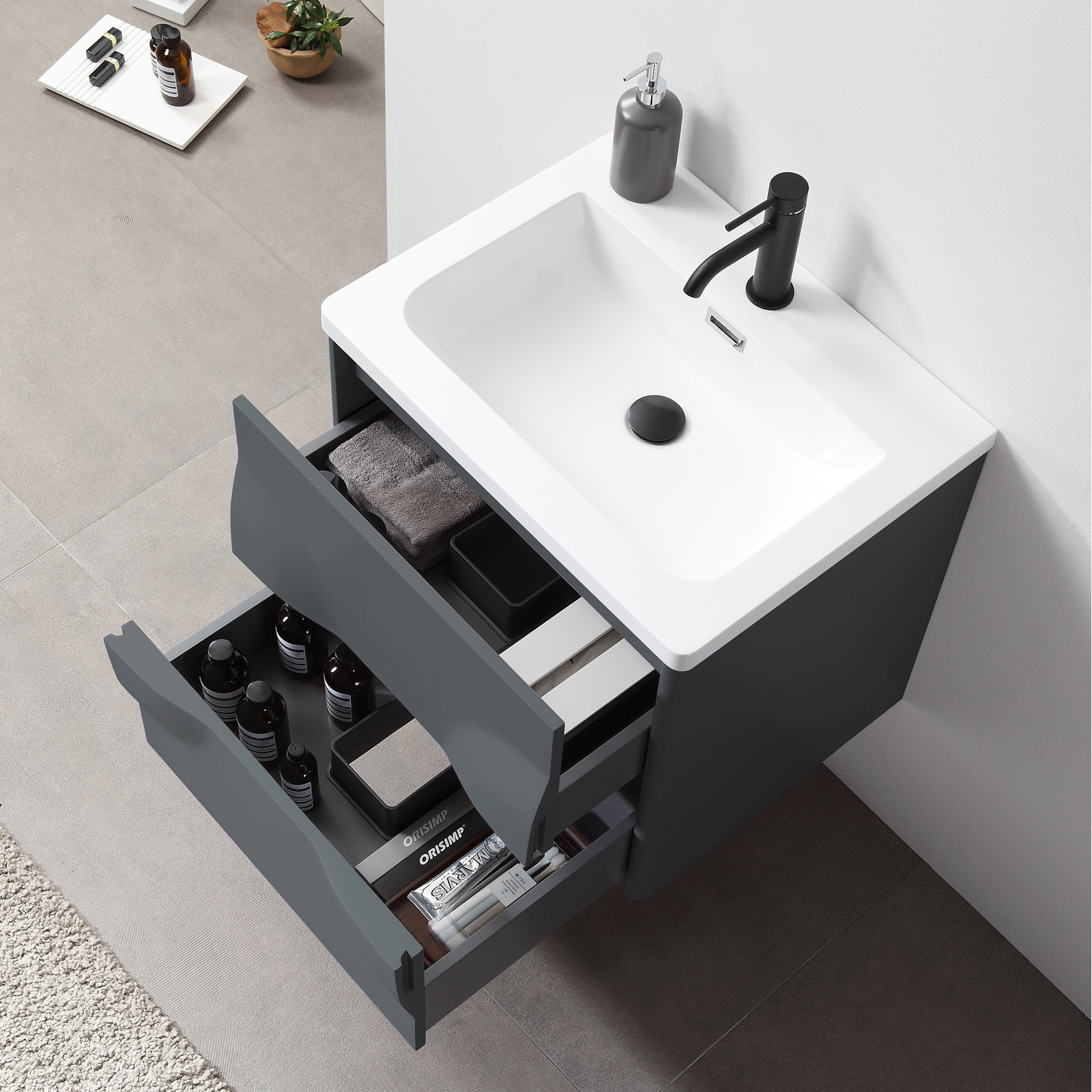 Armande 24" Cedar Single Bathroom Vanity, Dark Gray