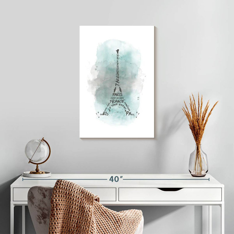Lilie Tour Eiffel en turquoise, H 24 po x l 16 po